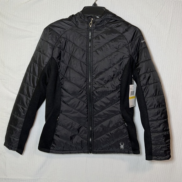 Spyder Jackets & Blazers - Spyder Women's Full Zip Hooded Hybrid Puffy BlackJacket - Size Medium, NWT